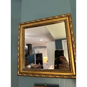 Vintage Gold Gild Square Mirror Wall Decor Mid Century Hollywood Regency